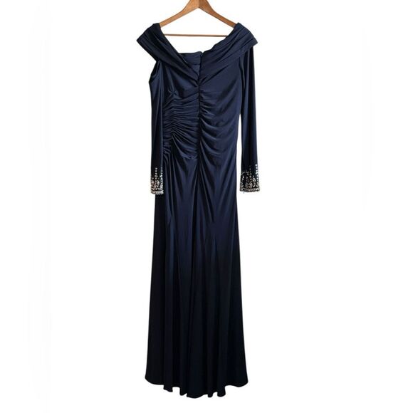 Mac Duggal NWOT Navy Blue One-Shoulder Gown with Silver Accents High Stretch 12 - Picture 7 of 13